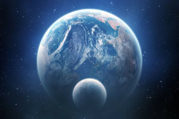 Luna sullo sfondo del pianeta terra