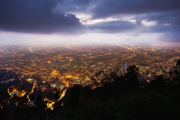 Bogota Kolumbien Nacht Ansicht von oben