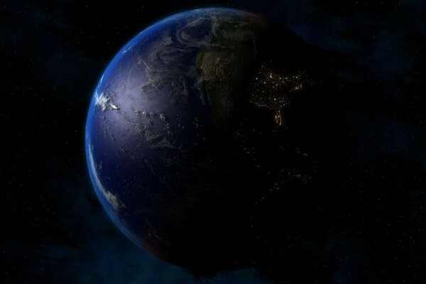 El planeta tierra en la noche