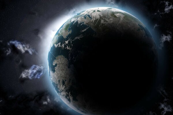 El planeta Tierra, el otro lado detrás del sol