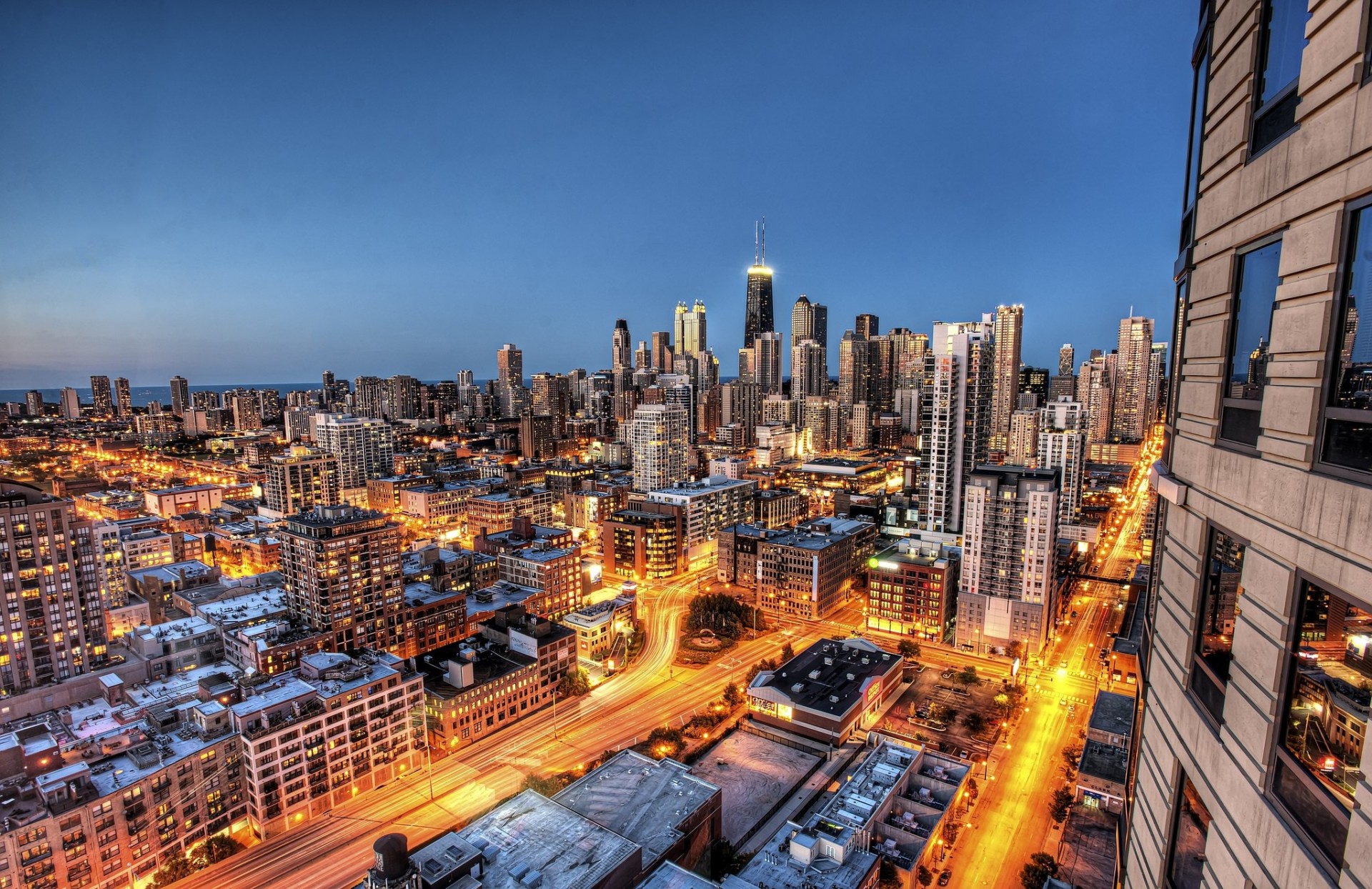 chicago árboles rascacielos illinois noche edificio ciudad casas