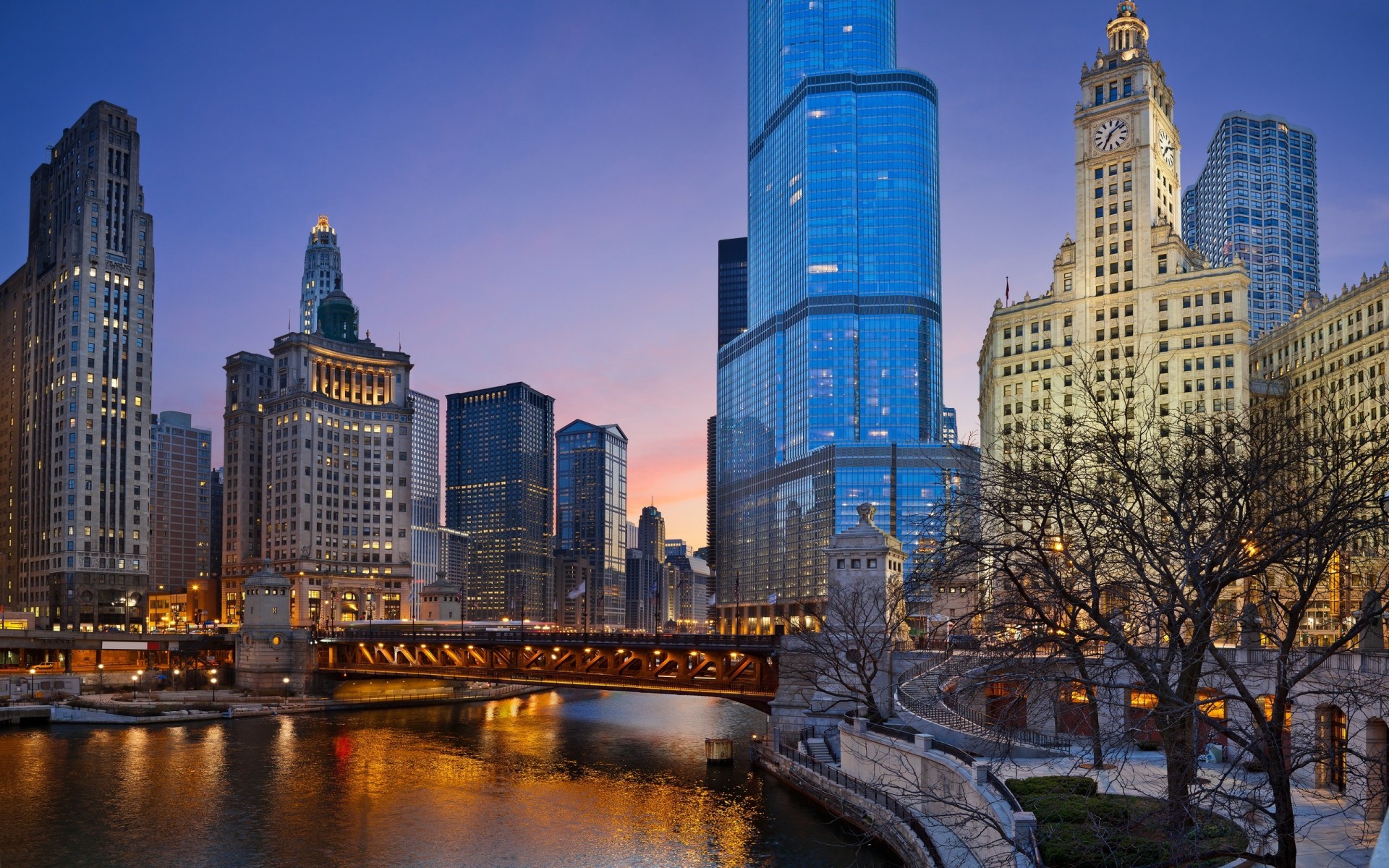 lumières chicago nuit états-unis illinois parc