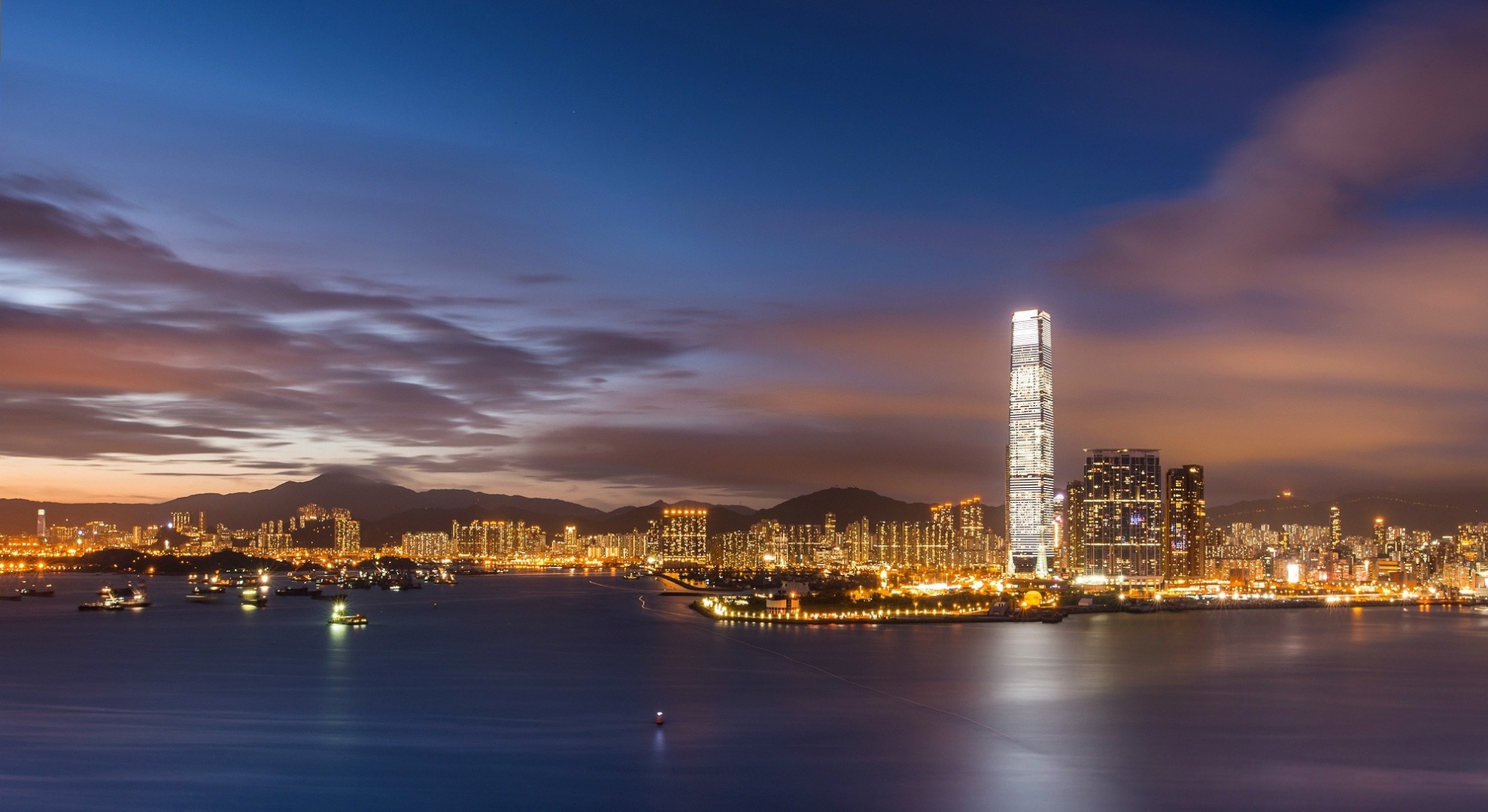 baie port de victoria hong kong chine nuit