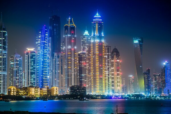 Night glowing lights of Dubai