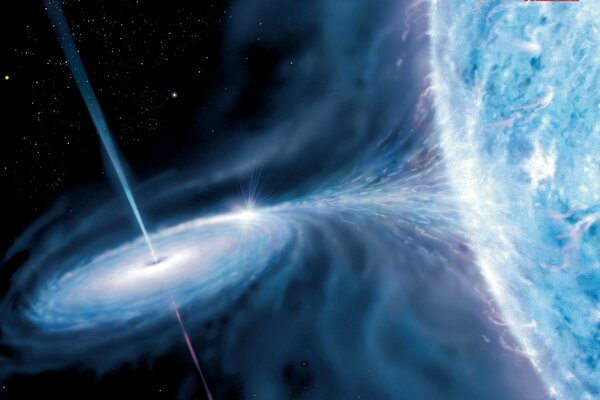 Quasar is being devoured by a blue giant