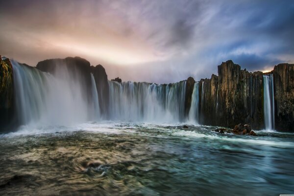 Fascinating views of the waterfall in Iceland