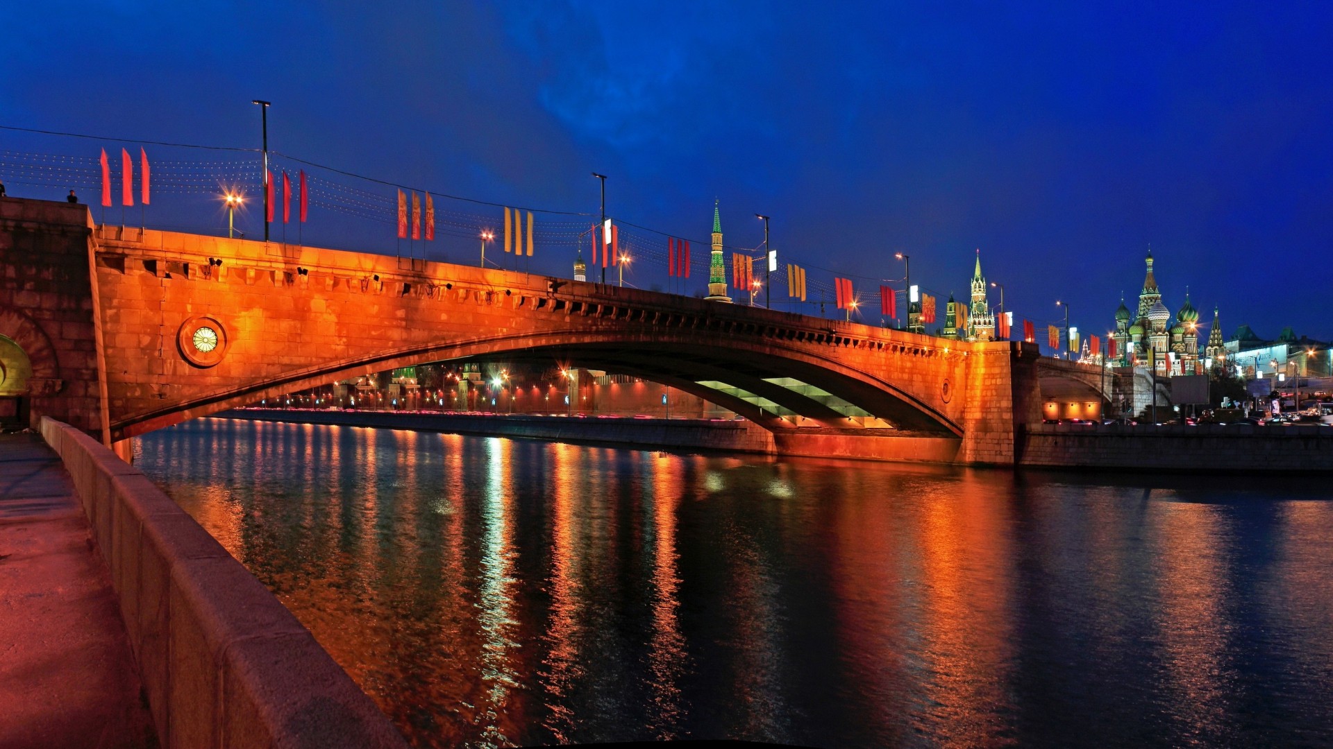 russland moskau nacht brücke