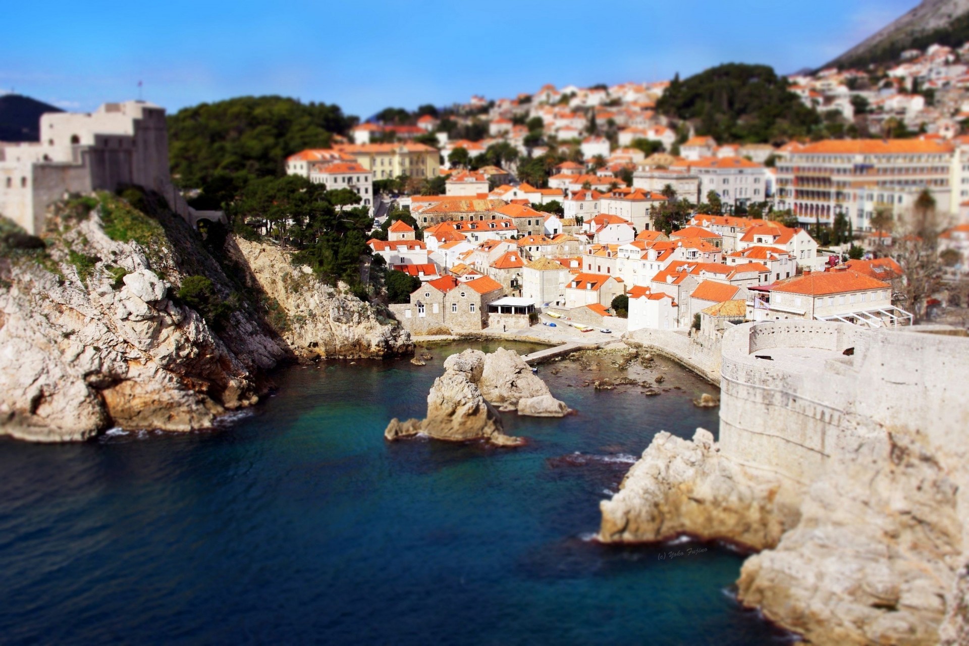 häuser stadt küste kroatien bäume dach meer felsen wladiwostok