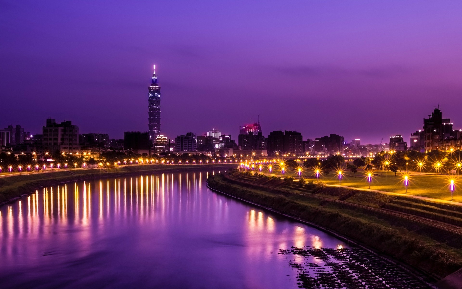 china torre noche ciudad taiwán