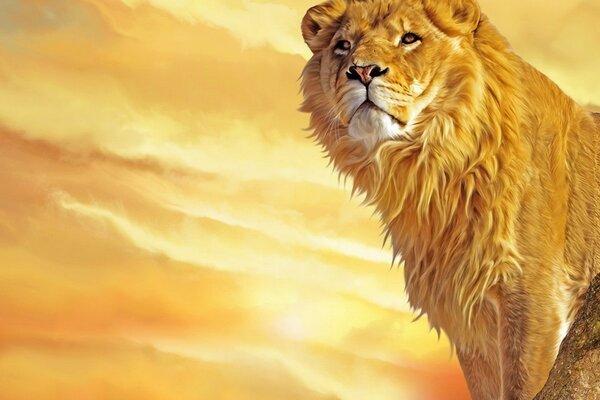 Lion-roi des bêtes à crinière jaune