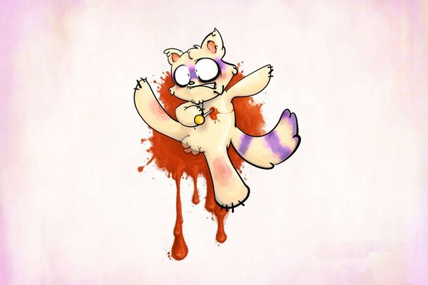 L arte del gatto con il sangue è divertente