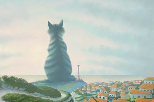 Art big cat lighthouse