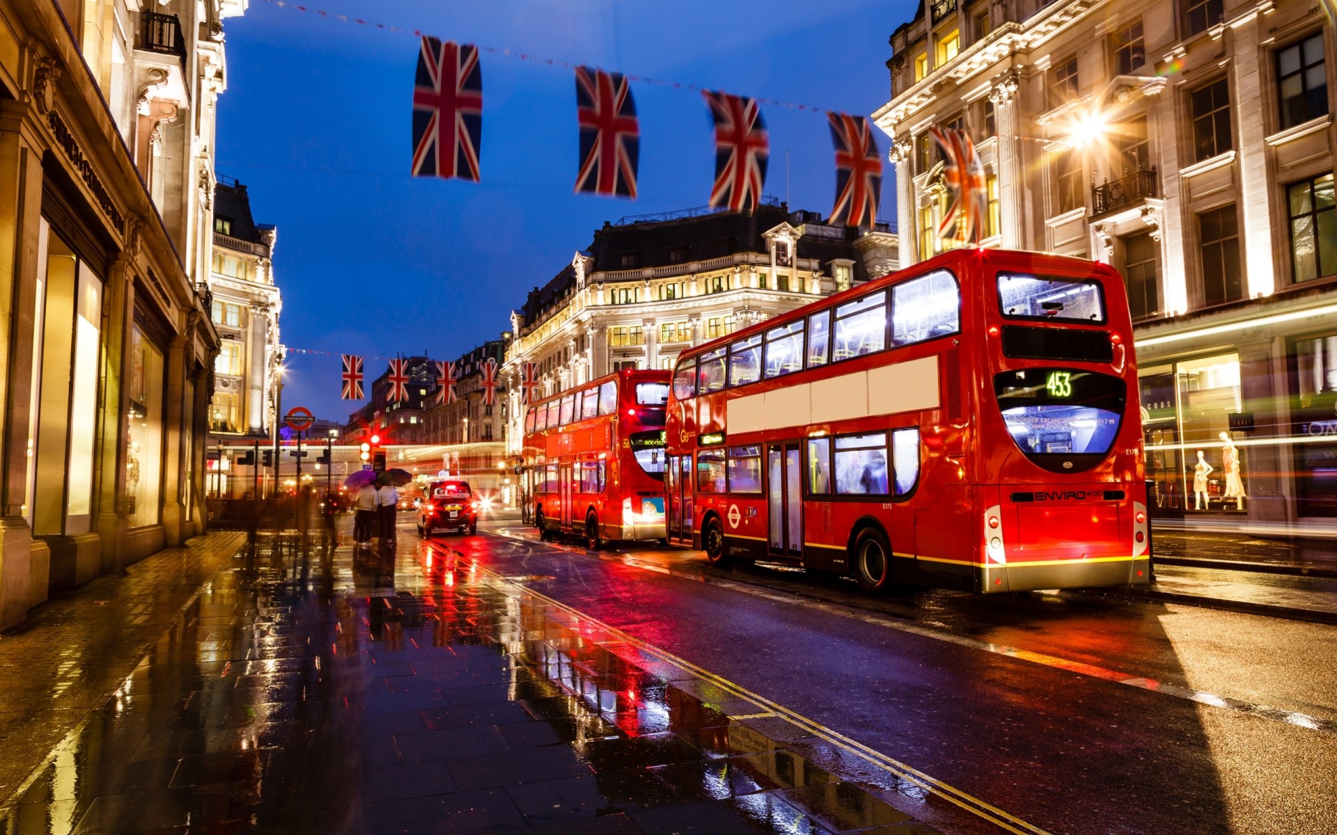 strada inghilterra autobus notte costruzione londra luci