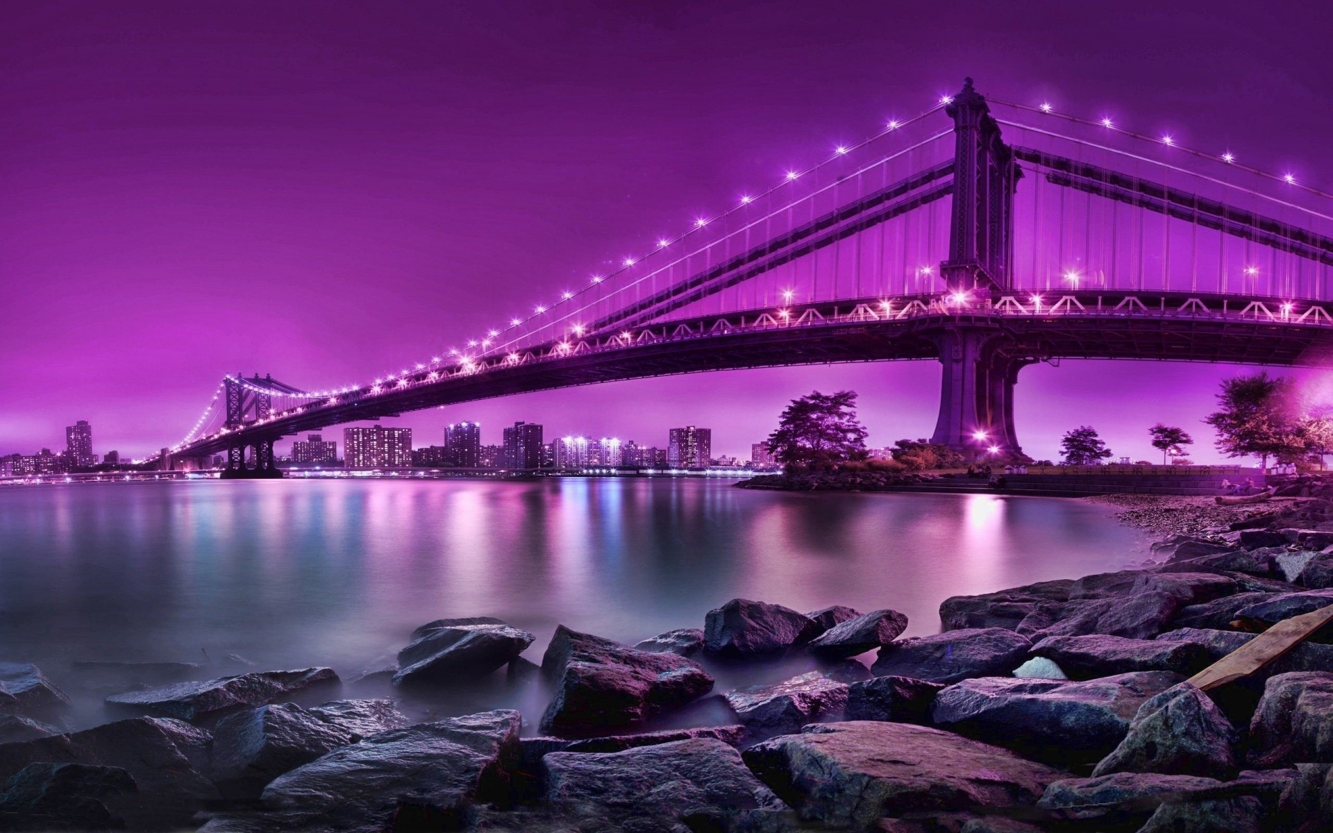 piedras ciudad en el agua río reflexión puente ciudad