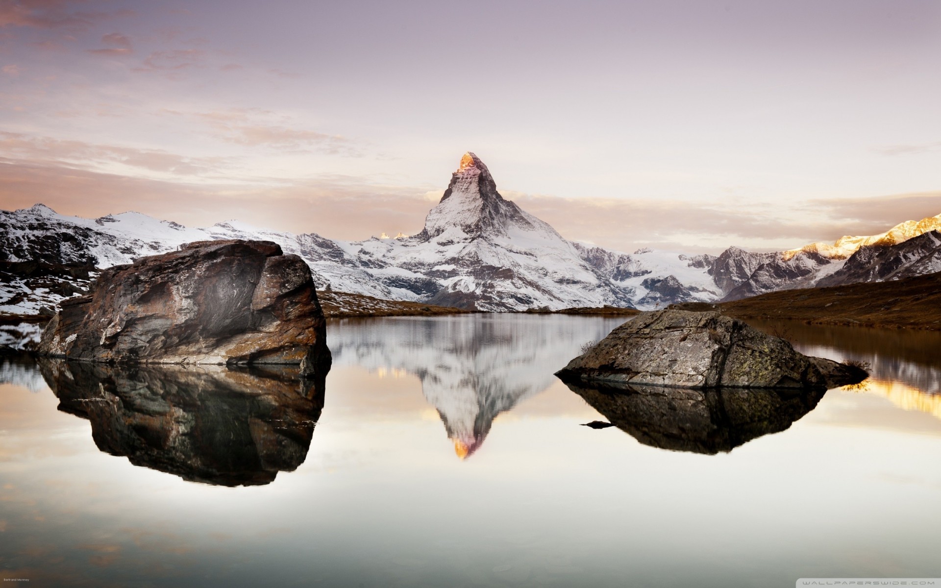 neige montagnes lac nature pic alpes suisse roches cervin