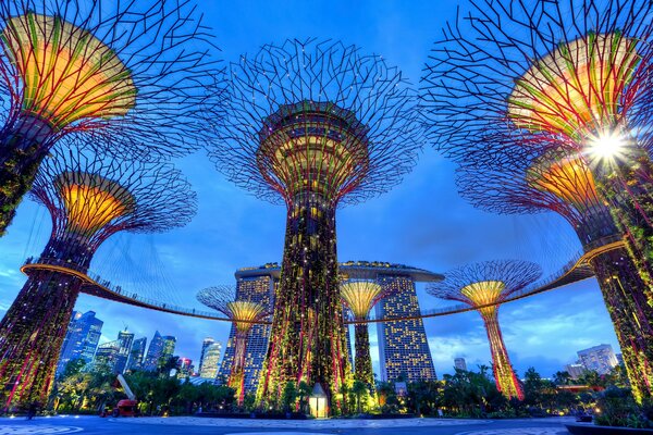 Noche en la ciudad de Singapur