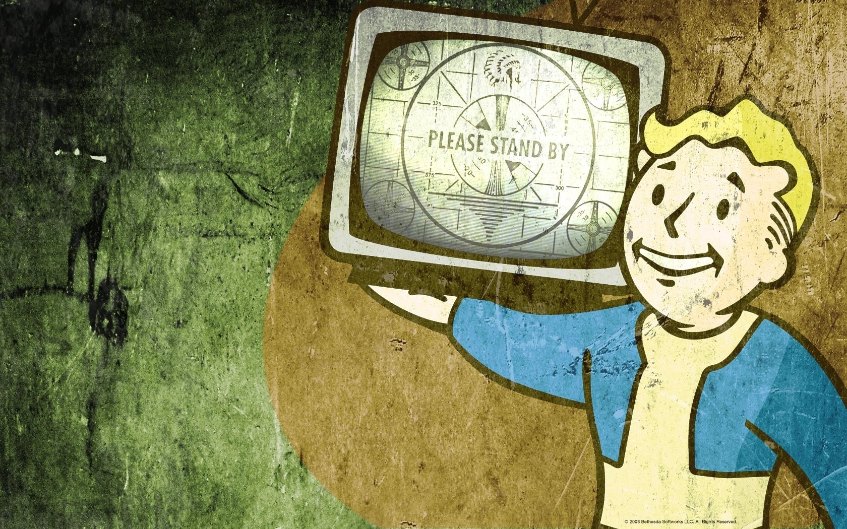 fallout fernseher gezeichneter charakter wand fallout 3 zeichnung