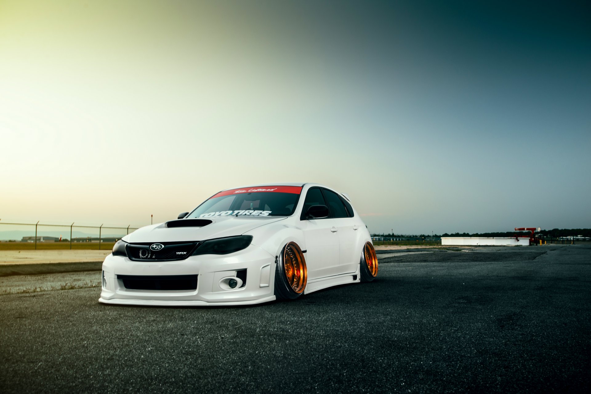 ubaru impreza wrx sti stance low sky white front