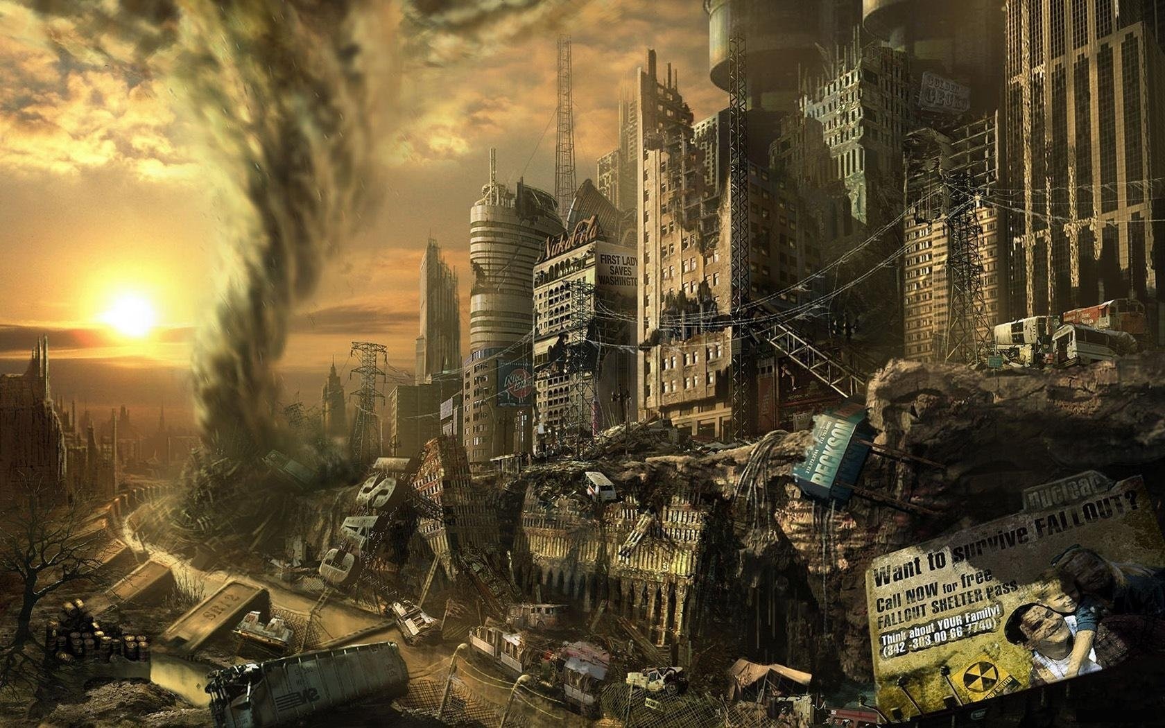 fallout the city dump ruins tornado element poster drawings anime