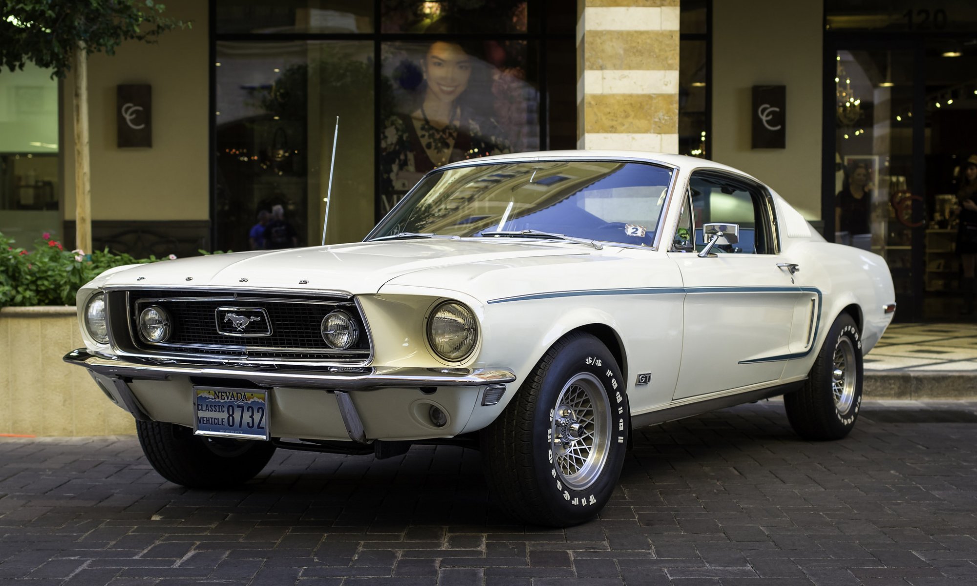 ford mustang muscle car white classic retro