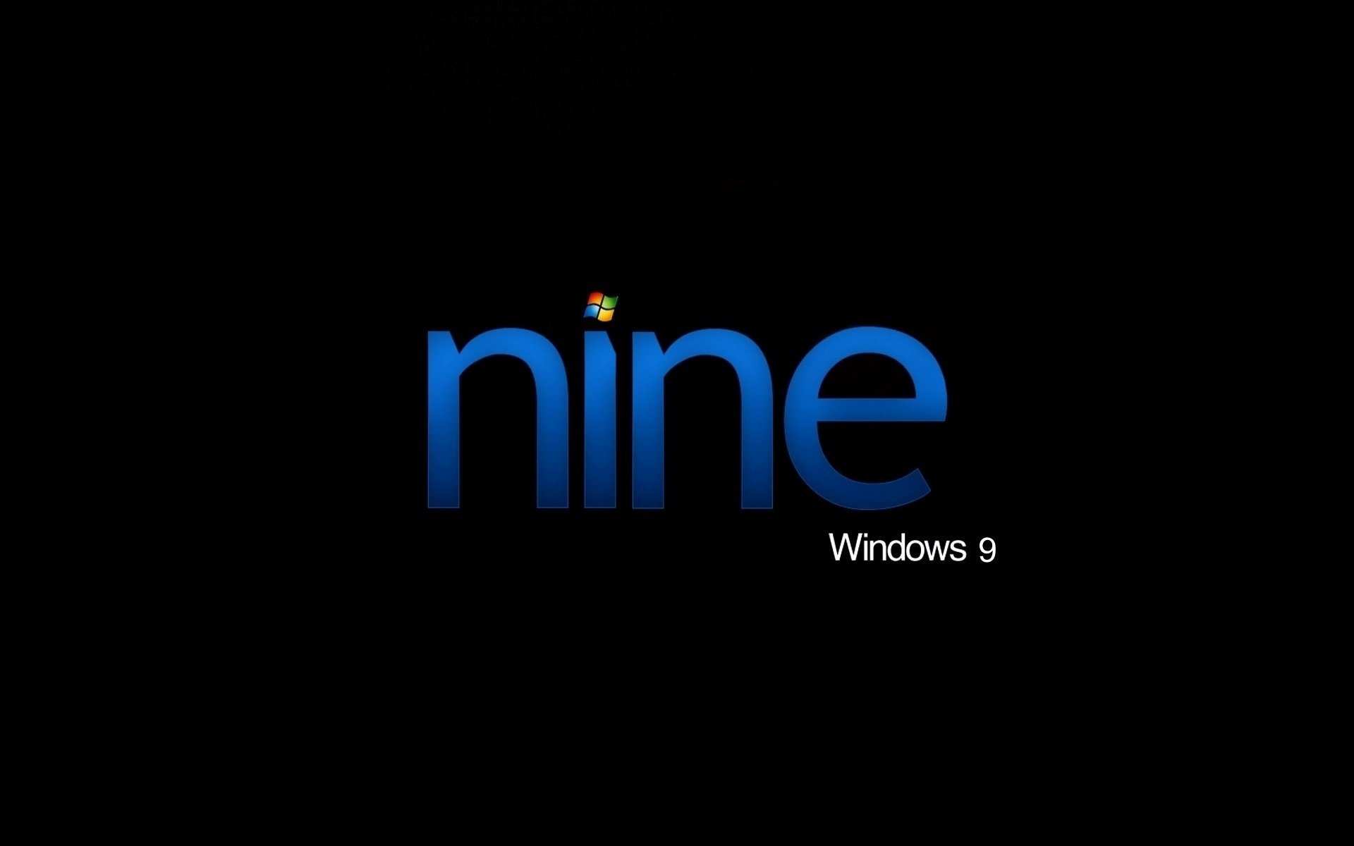 niebieskie litery dziewięć windov minimalizm program emblematy windows prostota styl czarne tło