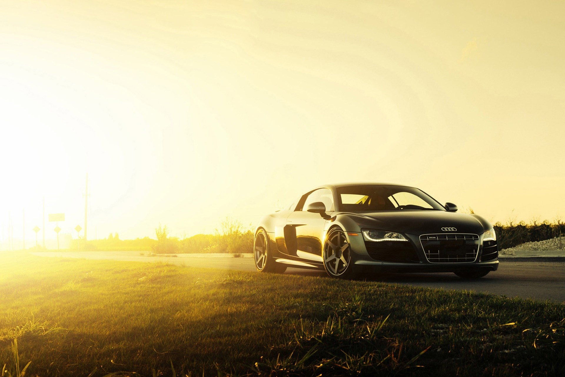 audi r8 v10 2015 г. колеса суперкар черный солнце