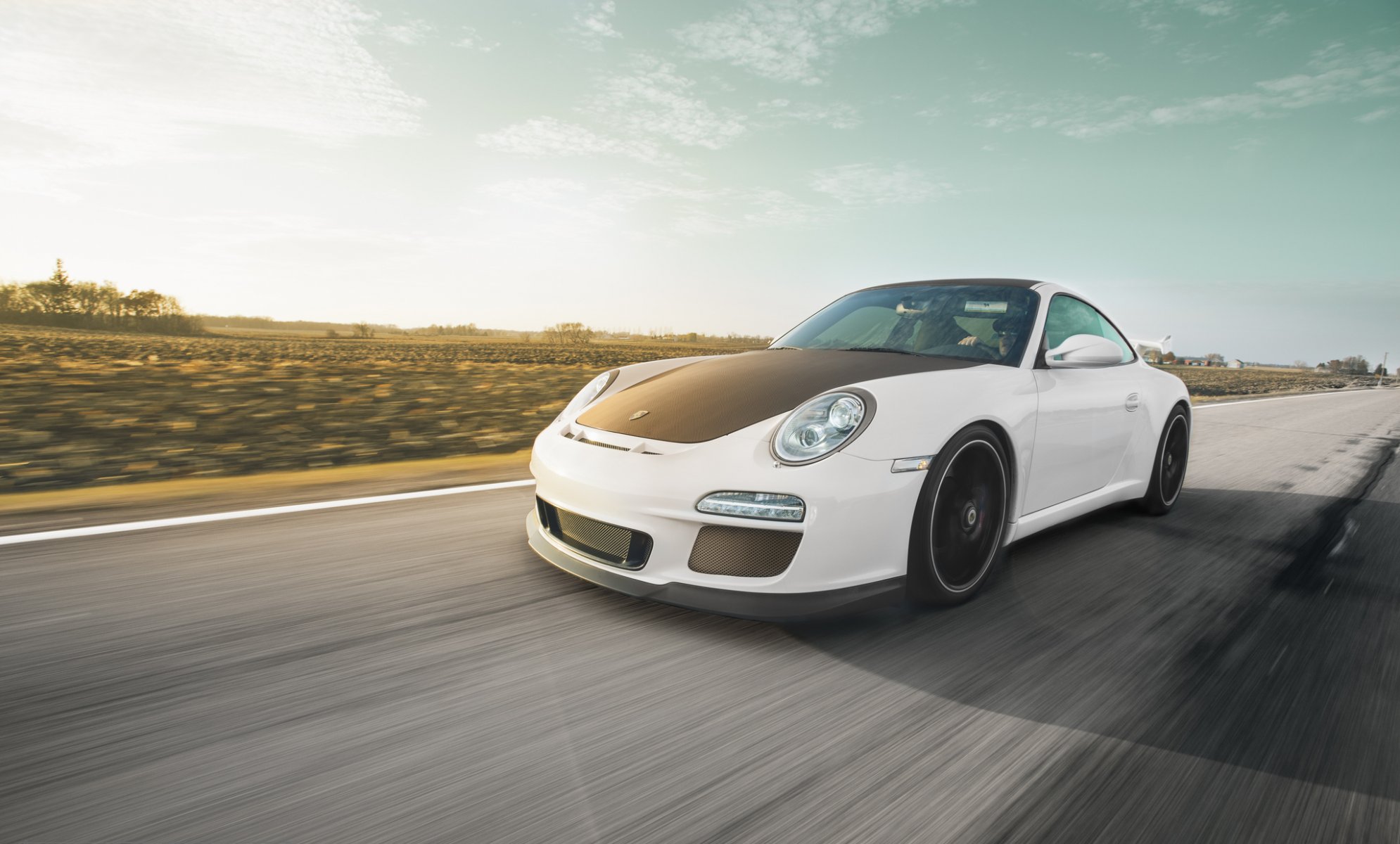 porsche 911 gt3 blanco porsche coche deportivo en movimiento carretera