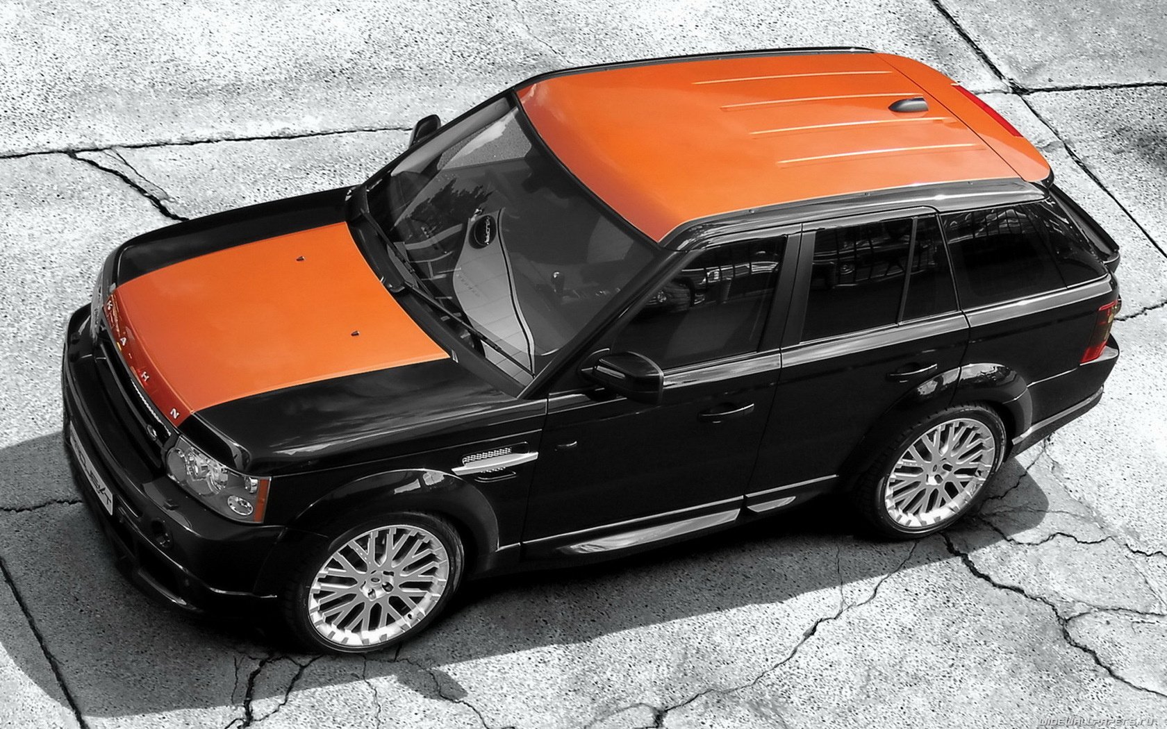 deux couleurs haut orange range rover sport dalles de pierre auto jantes voiture profil voitures particulières transport véhicules à moteur