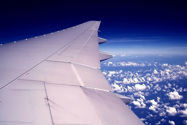 Airplane wing and beautiful view