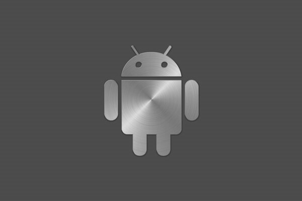 Segno Android in grigio su sfondo scuro