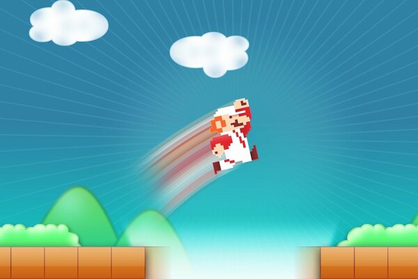 Super Mario salta sobre un hoyo