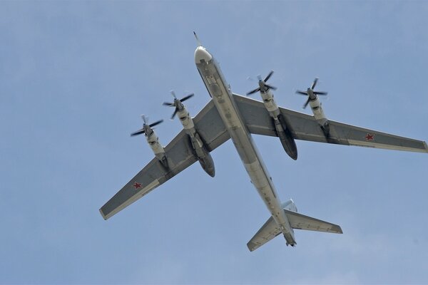 Fighter flying in the sky photo from the ground