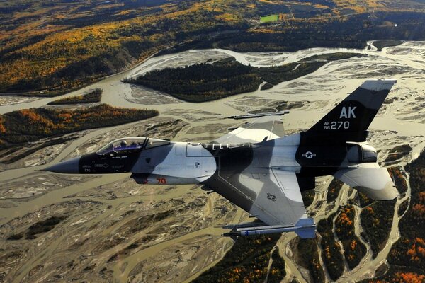 Un avión vuela por encima de la tierra