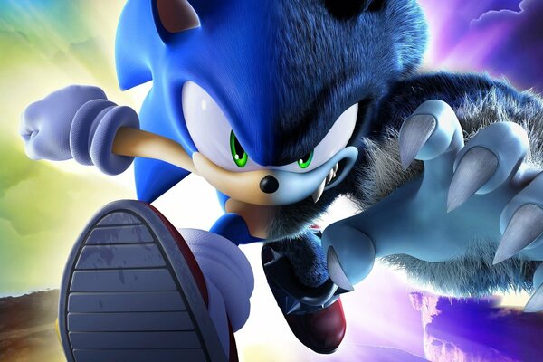 Sonic azul se convierte en un erizo