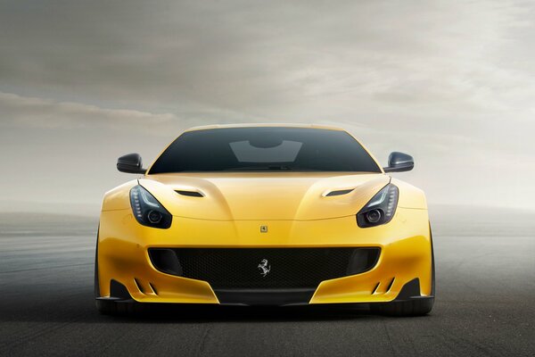 Stylish yellow Ferrari supercar