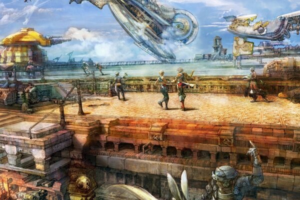 Arena on the seashore. Spaceships