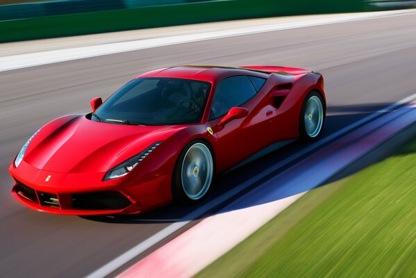 Ferrari car on the green highway