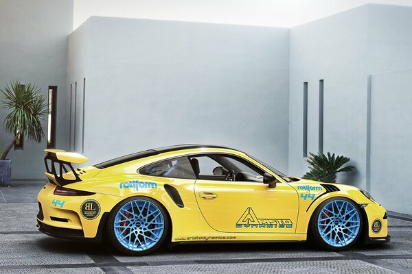Beautiful yellow Porsche carrera