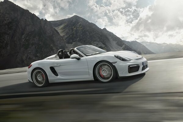 Porsche is flying at breakneck speed on the highway