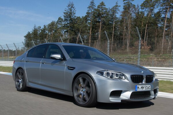 Silver bmw track high speed