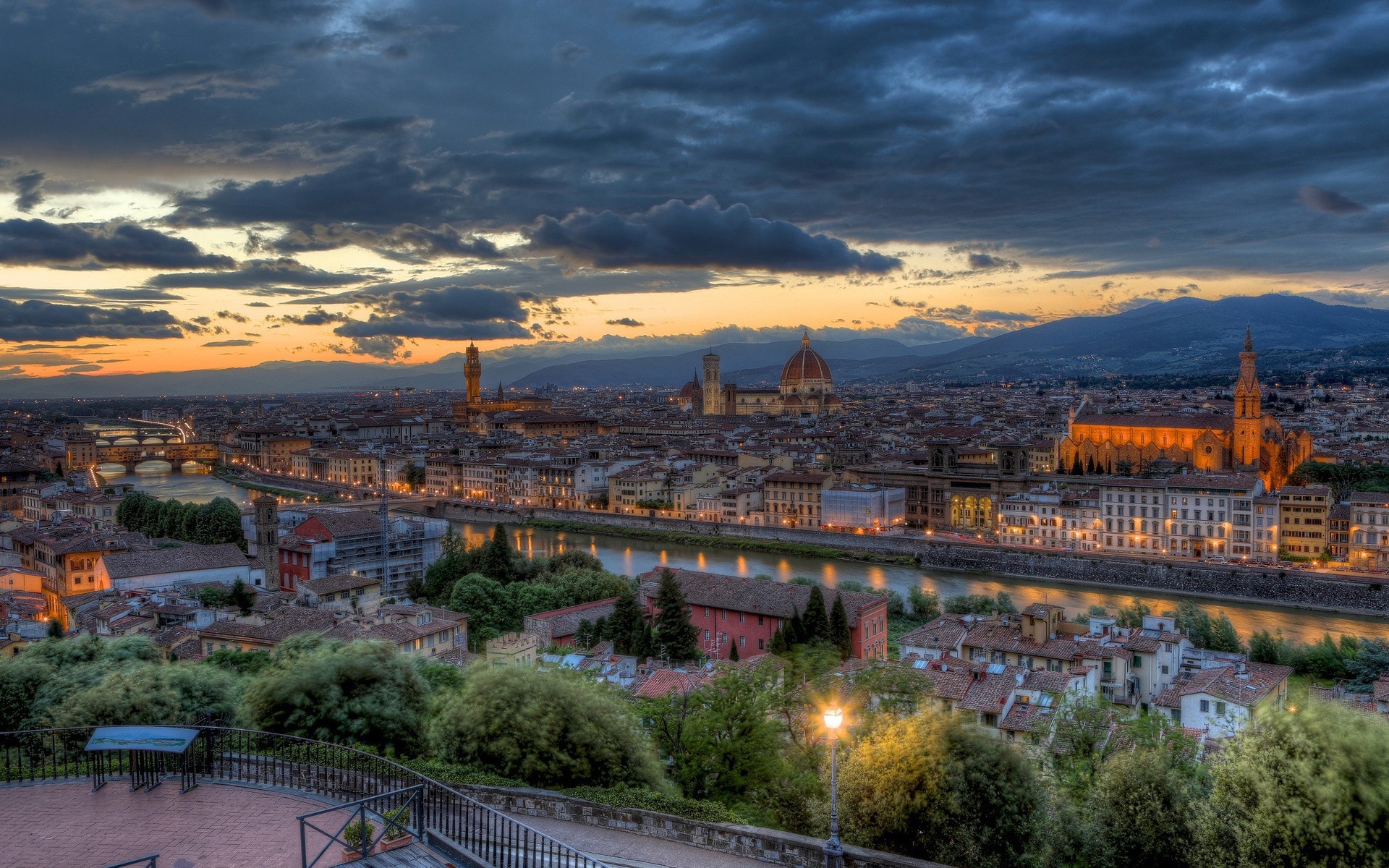 noche toscana puesta de sol florencia