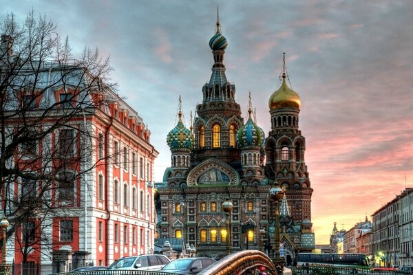 Sunset sky over the Church of the Savior on Spilled Blood
