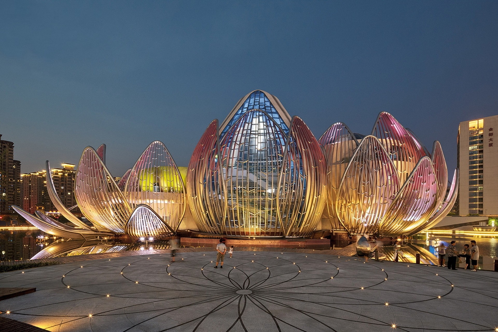 lumières chine nuit bâtiment beauté éclairage