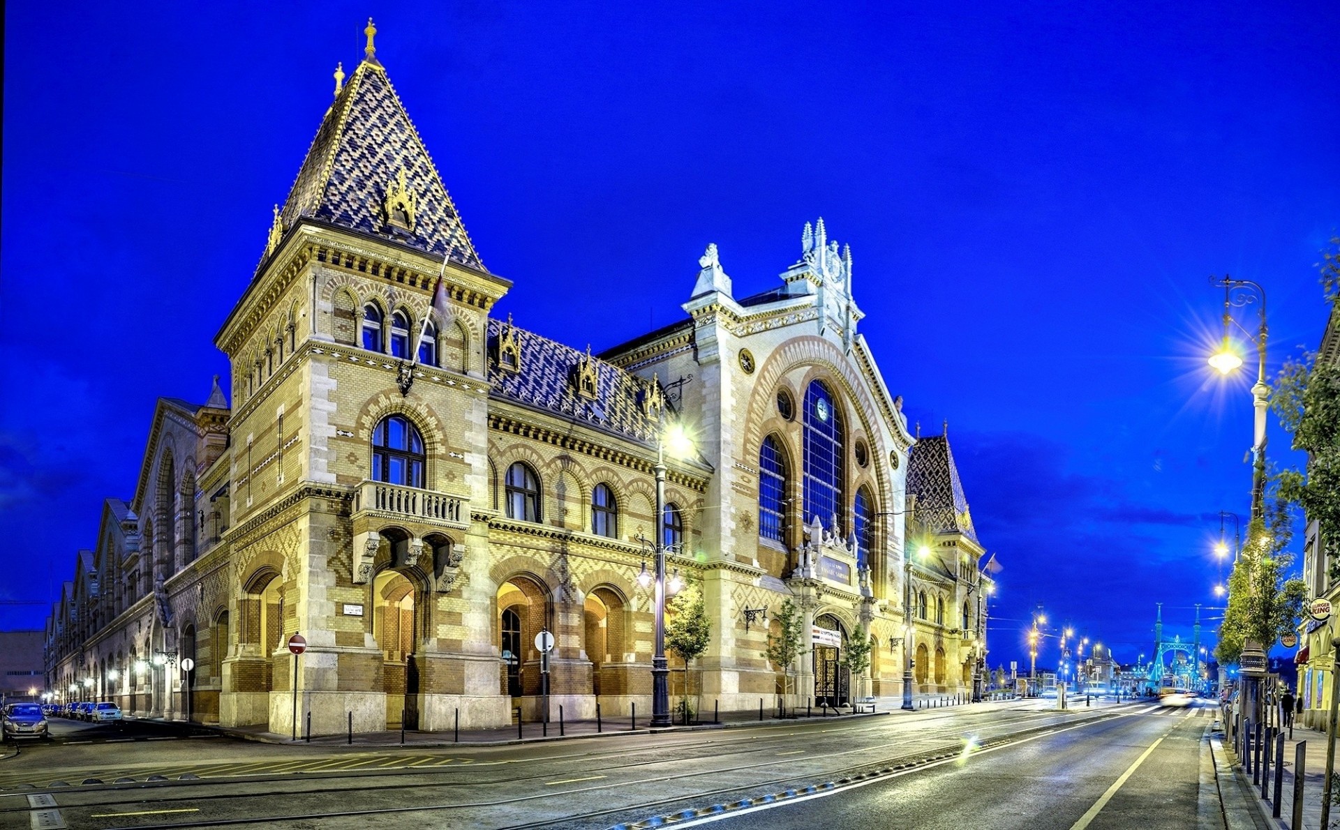 architecture town light night building road hungary lighting