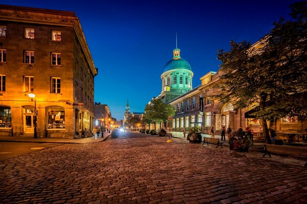 City street in the evening. Summer evening