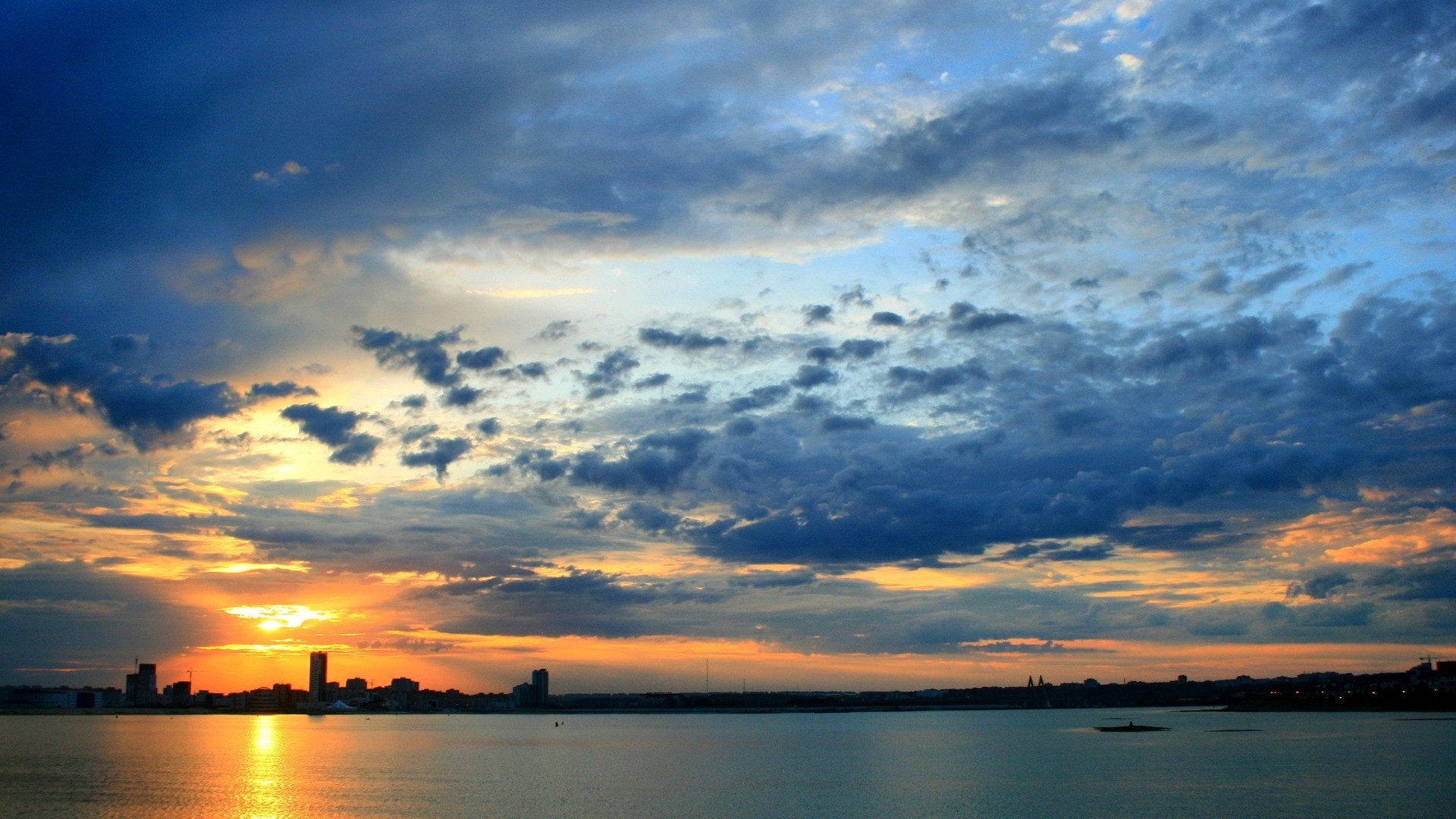 noche puesta de sol ciudad