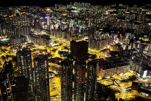 Luci notturne della città Di Hong Kong