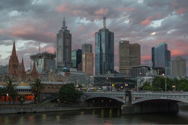 Stadtbild mit Wolkenkratzern. Melbourne, Australien