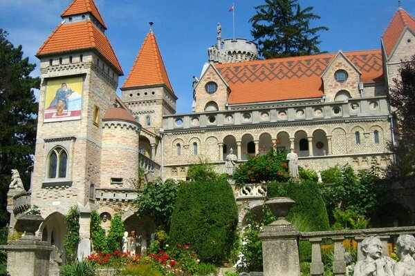 Bright castle in the city of Hungary