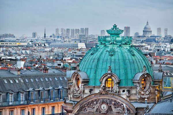 Roofs of colorful buildings of the city of Paris